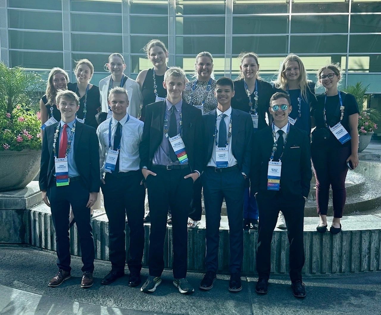 South Dakota FBLA: members in professional dress posing outdoors