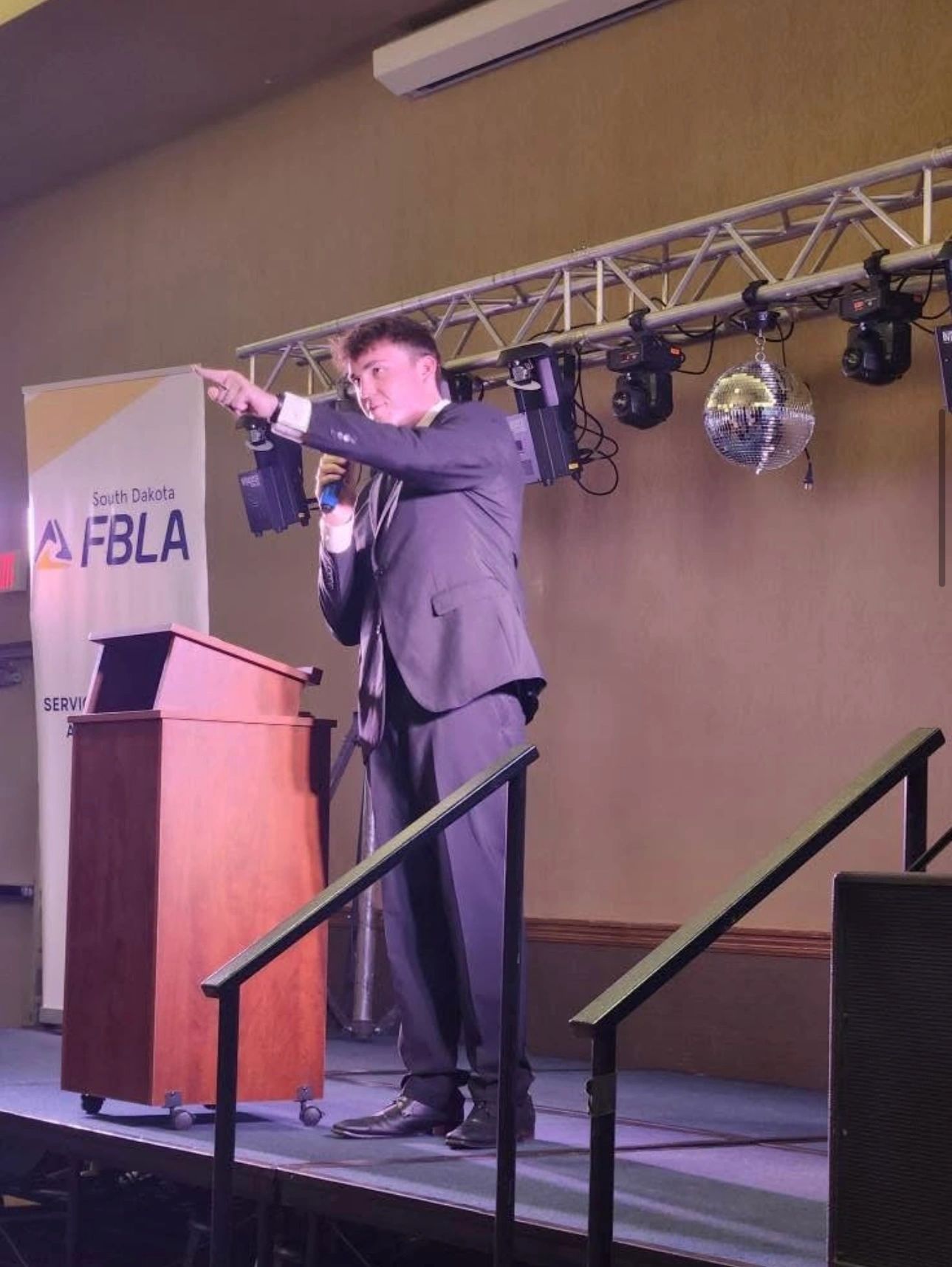 South Dakota FBLA: speaker at an FBLA conference podium